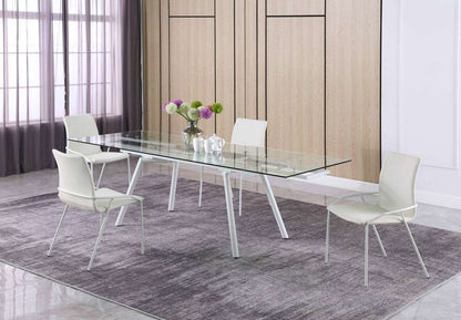 Chintaly - Alicia Contemporary Dining Set with Extendable Glass Table & 4 Side Chairs - ALICIA-5PC veiw 4