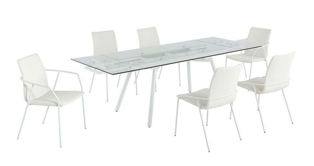 Chintaly - Alicia Contemporary Dining Set with Extendable Glass Table with 4 Side Chairs and 2 Arm Chairs - ALICIA-7PC veiw 1