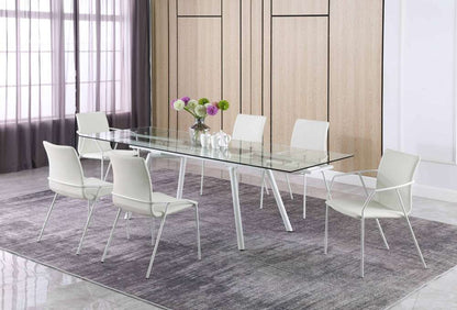 Chintaly - Alicia Contemporary Dining Set with Extendable Glass Table with 4 Side Chairs and 2 Arm Chairs - ALICIA-7PC veiw 2