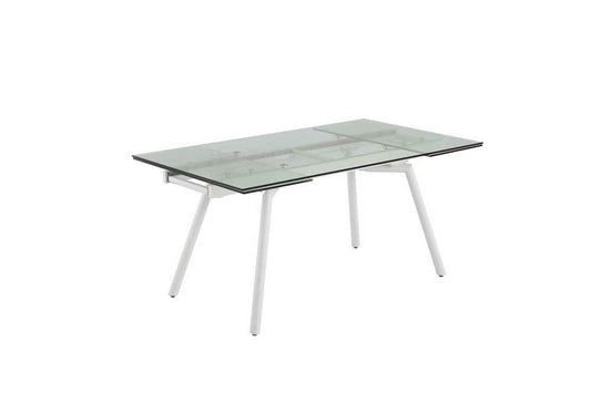 Chintaly - Alicia Contemporary Extendable Rectagular Clear Tempered Glass Dining Table - ALICIA-DT veiw 1