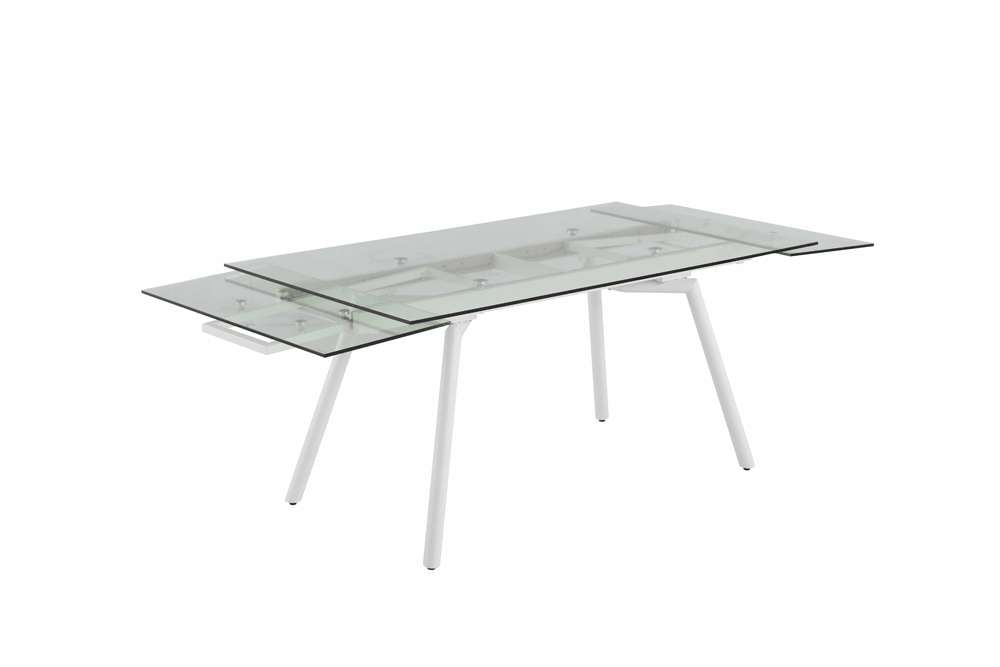 Chintaly - Alicia Contemporary Extendable Rectagular Clear Tempered Glass Dining Table - ALICIA-DT veiw 4