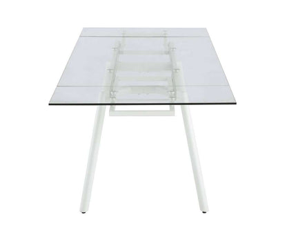 Chintaly - Alicia Contemporary Extendable Rectagular Clear Tempered Glass Dining Table - ALICIA-DT veiw 6