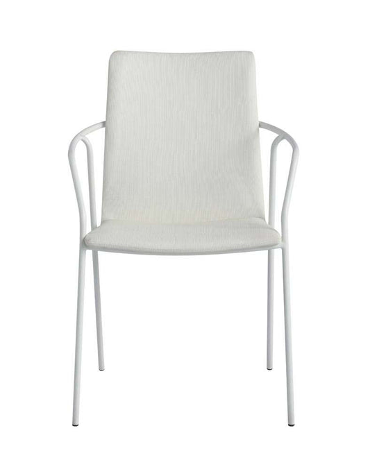 Chintaly - Alicia Contemporary White Upholstered Arm Chair (Set of 2) - ALICIA-AC-WHT veiw 2