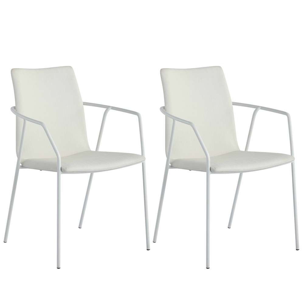 Chintaly - Alicia Contemporary White Upholstered Arm Chair (Set of 2) - ALICIA-AC-WHT veiw 6