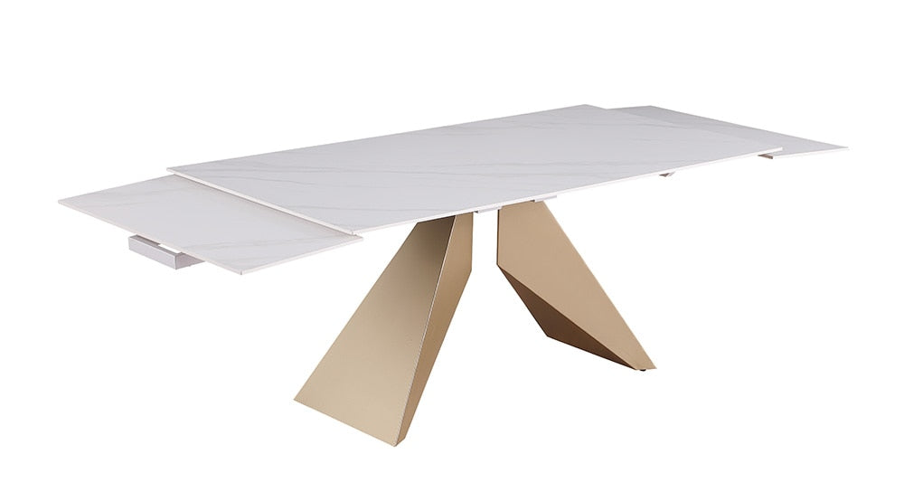 Chintaly - AMELIA - Extendable Marbleized Ceramic Top Table w/ Steel Base - AMELIA-DT veiw 2