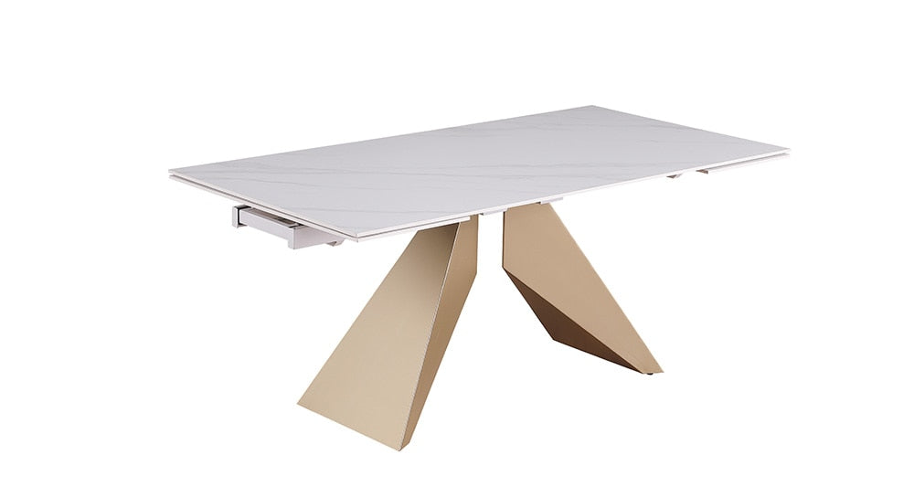 Chintaly - AMELIA - Extendable Marbleized Ceramic Top Table w/ Steel Base - AMELIA-DT veiw 3