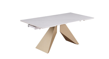Chintaly - AMELIA - Extendable Marbleized Ceramic Top Table w/ Steel Base - AMELIA-DT veiw 3