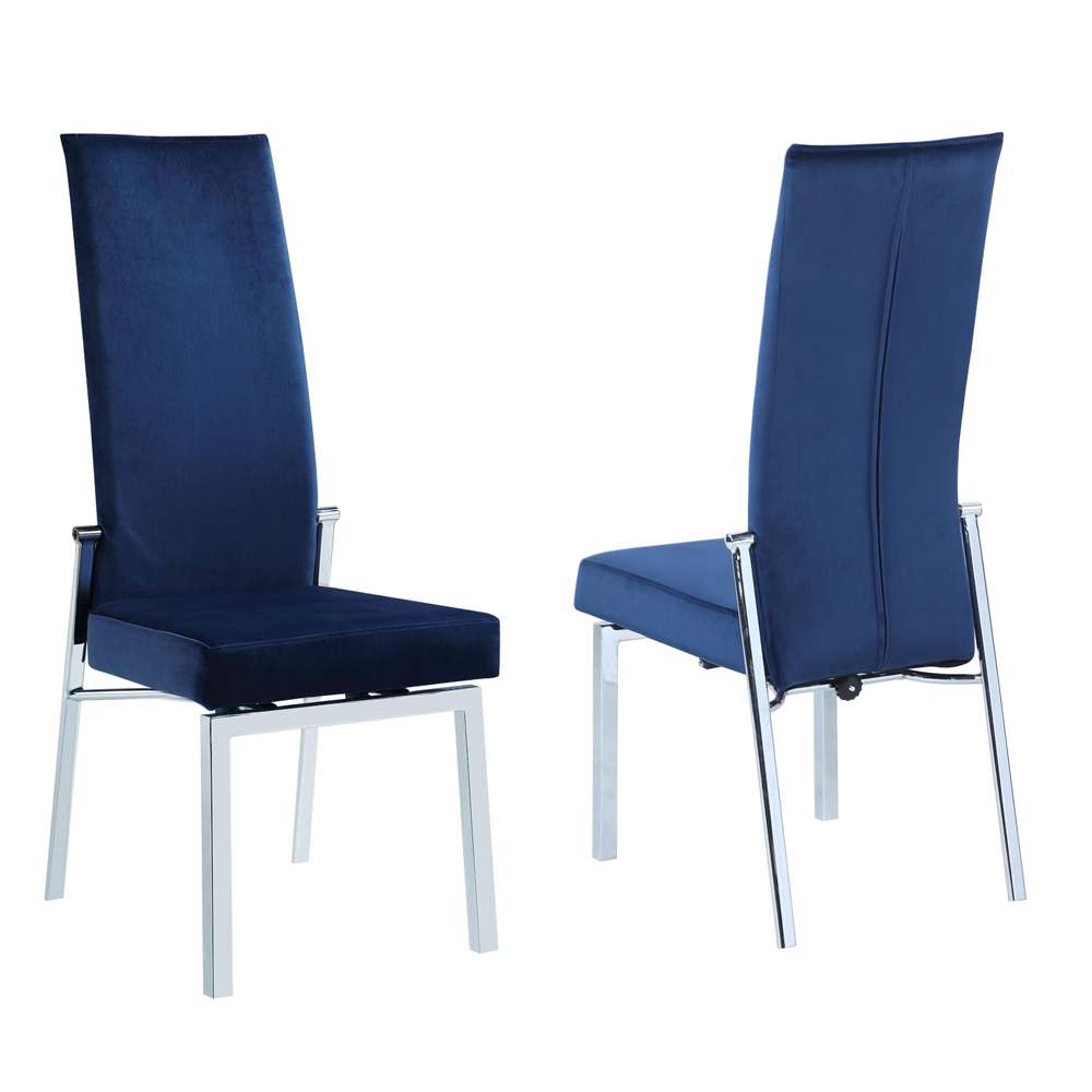 Chintaly - Anabel Contemporary Motion Back Side Chair w/ Chrome Frame (Set of 2) - ANABEL-SC-BLU-FAB veiw 1