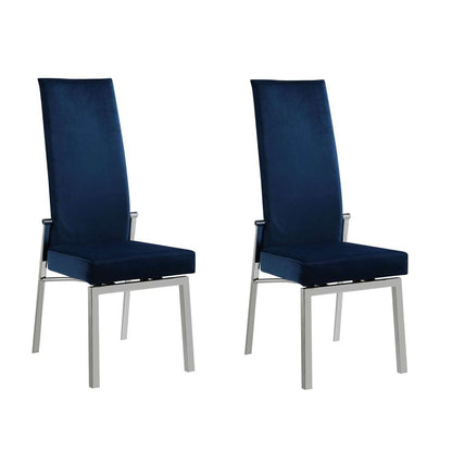 Chintaly - Anabel Contemporary Motion Back Side Chair w/ Chrome Frame (Set of 2) - ANABEL-SC-BLU-FAB veiw 4