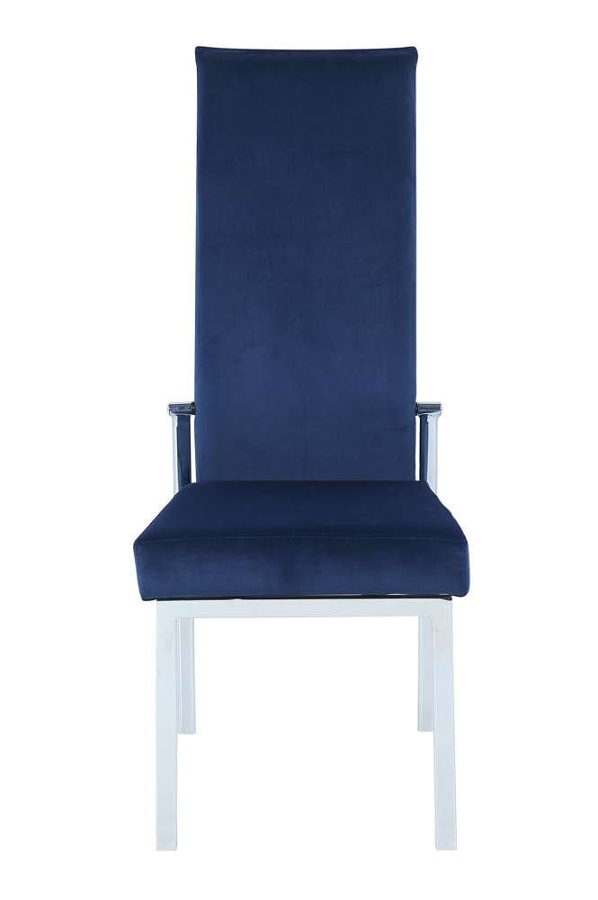 Chintaly - Anabel Contemporary Motion Back Side Chair w/ Chrome Frame (Set of 2) - ANABEL-SC-BLU-FAB veiw 5