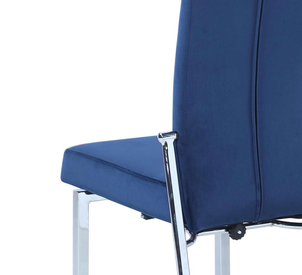 Chintaly - Anabel Contemporary Motion Back Side Chair w/ Chrome Frame (Set of 2) - ANABEL-SC-BLU-FAB veiw 6