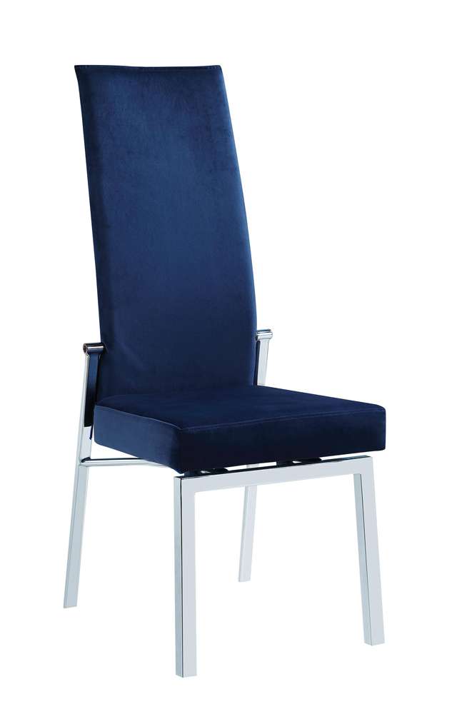 Chintaly - Anabel Contemporary Motion Back Side Chair w/ Chrome Frame (Set of 2) - ANABEL-SC-BLU-FAB veiw 7