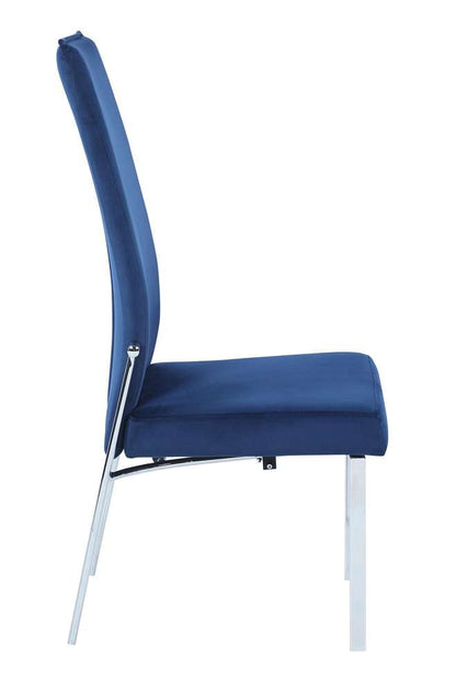 Chintaly - Anabel Contemporary Motion Back Side Chair w/ Chrome Frame (Set of 2) - ANABEL-SC-BLU-FAB veiw 8