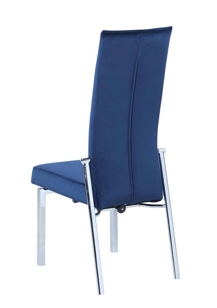 Chintaly - Anabel Contemporary Motion Back Side Chair w/ Chrome Frame (Set of 2) - ANABEL-SC-BLU-FAB veiw 9