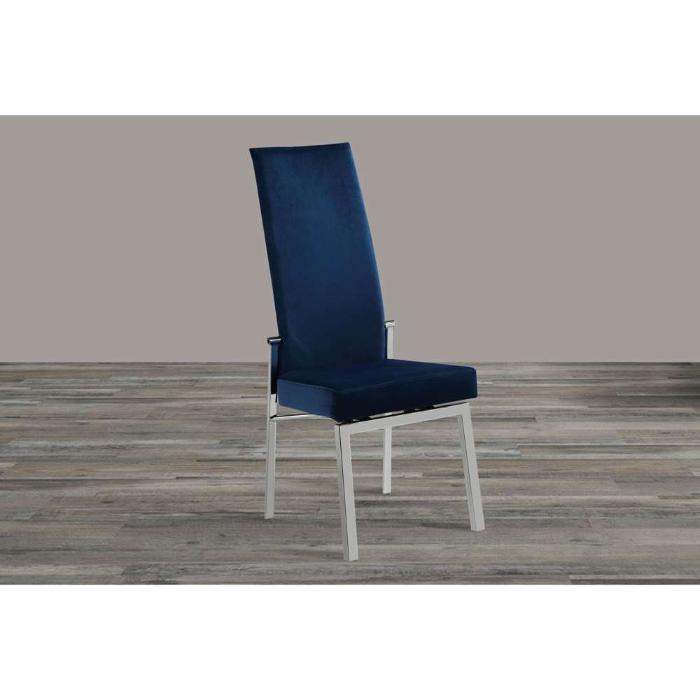 Chintaly - Anabel Contemporary Motion Back Side Chair w/ Chrome Frame (Set of 2) - ANABEL-SC-BLU-FAB veiw 10