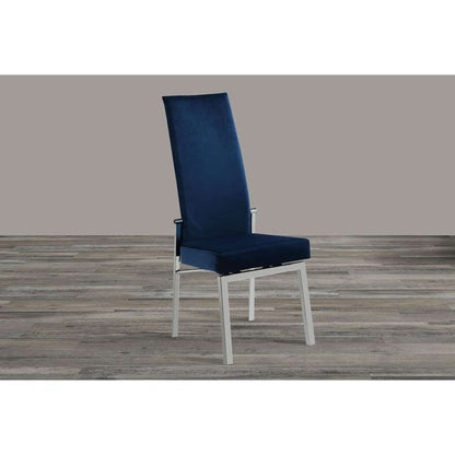 Chintaly - Anabel Contemporary Motion Back Side Chair w/ Chrome Frame (Set of 2) - ANABEL-SC-BLU-FAB veiw 10