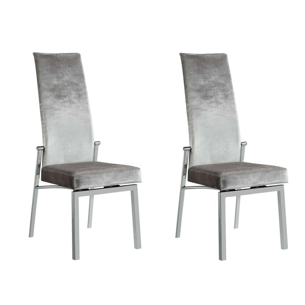 Chintaly - Anabel Contemporary Motion Back Side Chair w/ Chrome Frame (Set of 2) - ANABEL-SC-GRY-FAB veiw 3