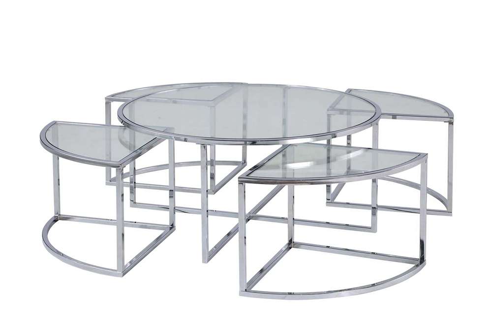 Chintaly - Ariel Contemporary 5-Piece Nesting Glass Cocktail Table Set - ARIEL-CT-NST veiw 1