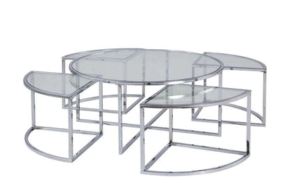 Chintaly - Ariel Contemporary 5-Piece Nesting Glass Cocktail Table Set - ARIEL-CT-NST veiw 1