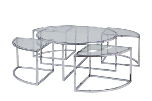 Chintaly - Ariel Contemporary 5-Piece Nesting Glass Cocktail Table Set - ARIEL-CT-NST veiw 1