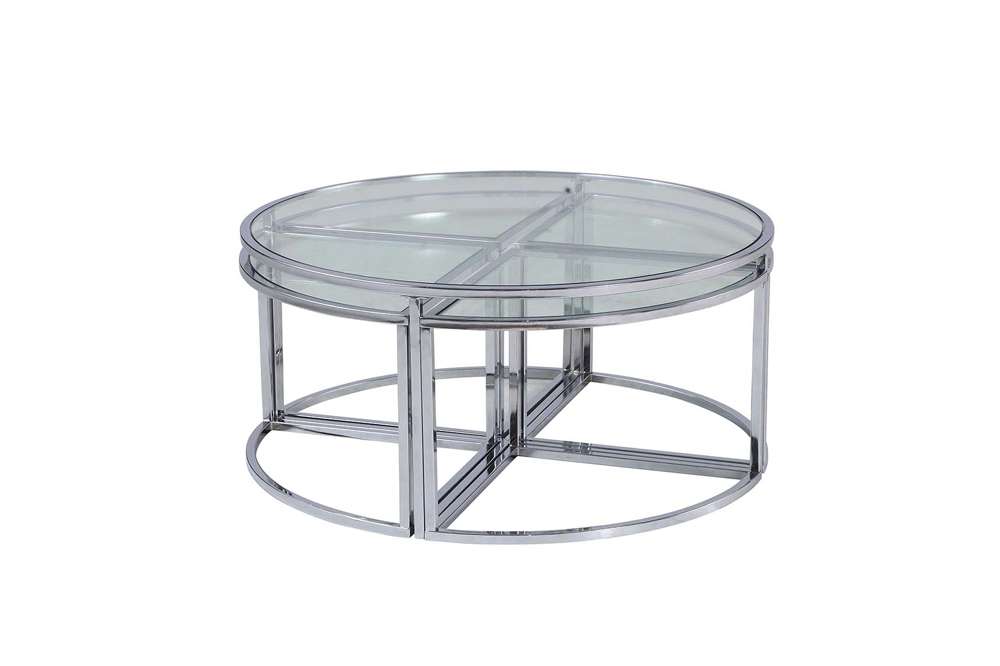 Chintaly - Ariel Contemporary 5-Piece Nesting Glass Cocktail Table Set - ARIEL-CT-NST veiw 2