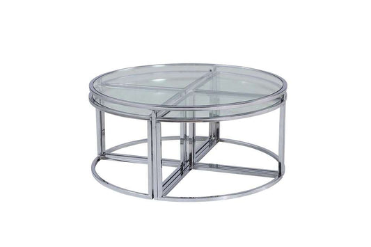 Chintaly - Ariel Contemporary 5-Piece Nesting Glass Cocktail Table Set - ARIEL-CT-NST veiw 2