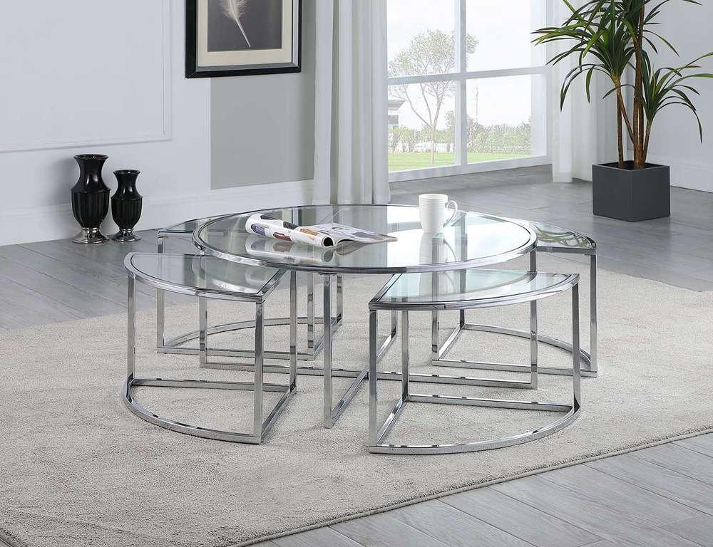 Chintaly - Ariel Contemporary 5-Piece Nesting Glass Cocktail Table Set - ARIEL-CT-NST veiw 5