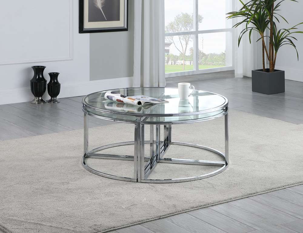 Chintaly - Ariel Contemporary 5-Piece Nesting Glass Cocktail Table Set - ARIEL-CT-NST veiw 6