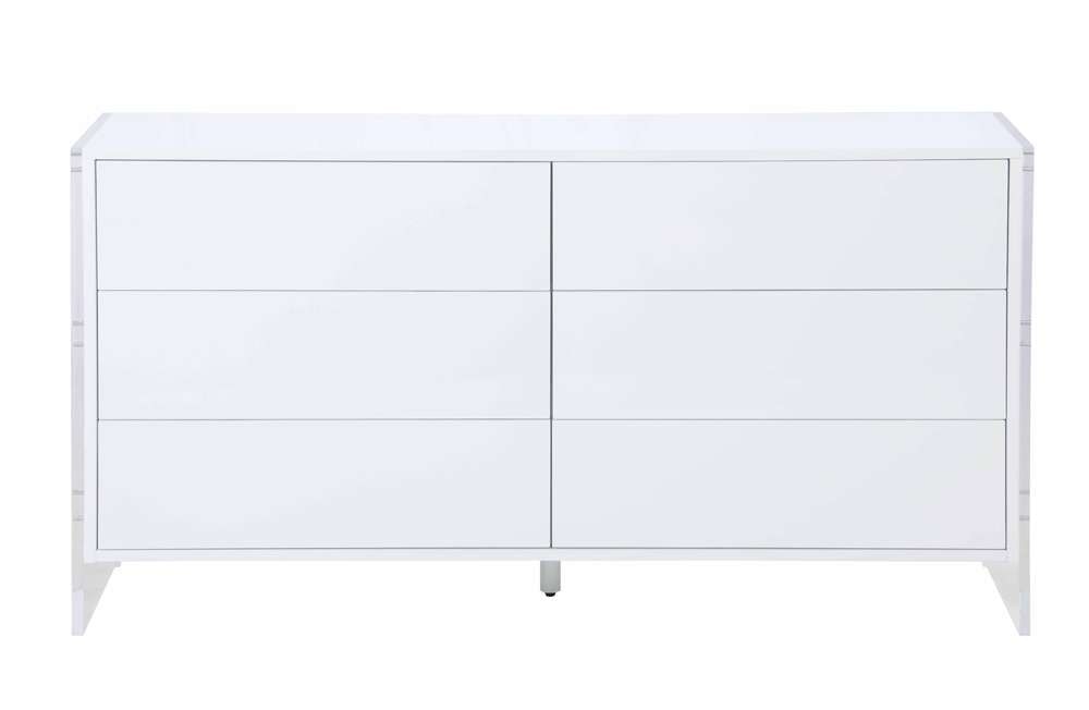 Chintaly - Barcelona Contemporary Wooden & Solid Acrylic Buffet w/ 6 Drawers - BARCELONA-BUF veiw 1