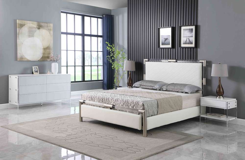 Chintaly - Barcelona Contemporary Wooden & Solid Acrylic Buffet w/ 6 Drawers - BARCELONA-BUF veiw 6