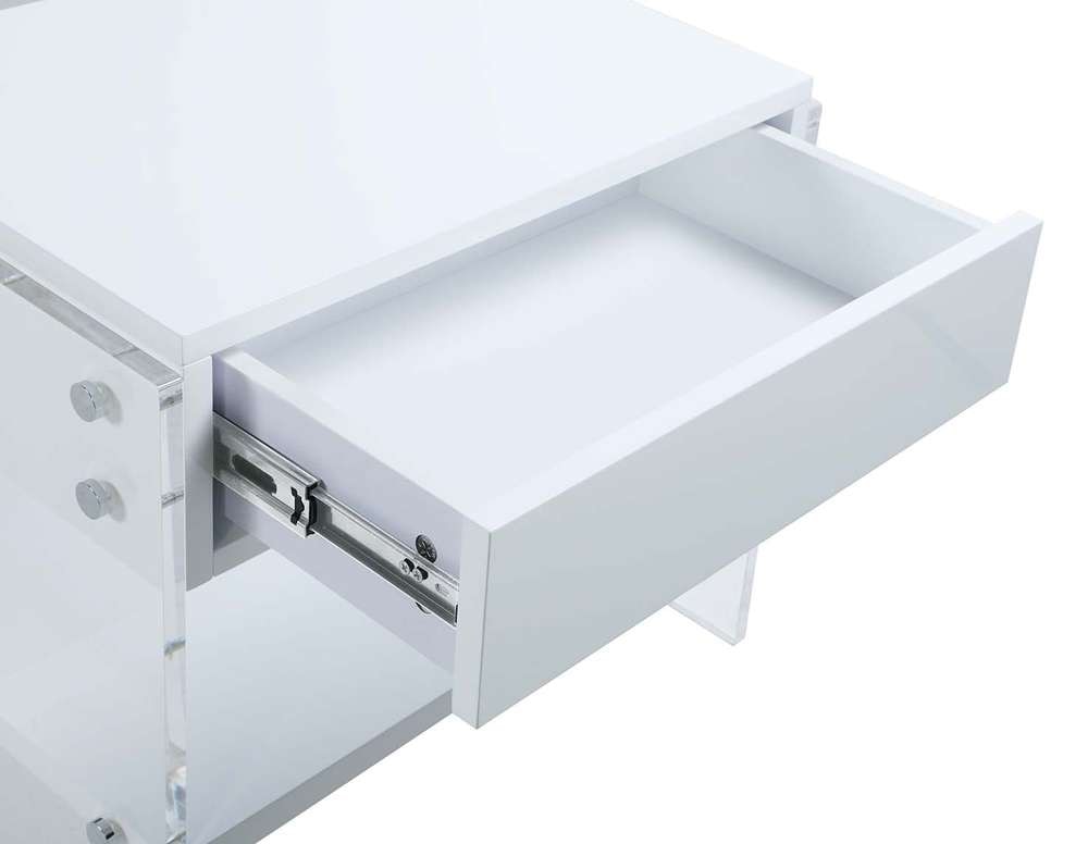 Chintaly - Barcelona Contemporary Wooden & Solid Acrylic Lamp Table w/ Drawer - BARCELONA-LT veiw 3
