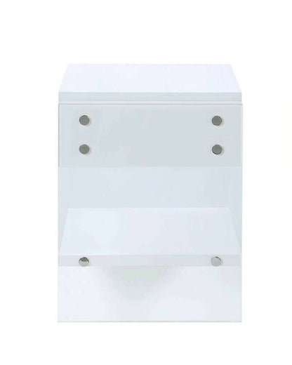 Chintaly - Barcelona Contemporary Wooden & Solid Acrylic Lamp Table w/ Drawer - BARCELONA-LT veiw 4