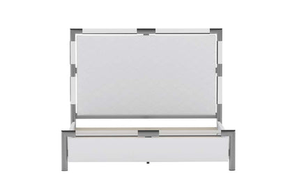 Chintaly - Barcelona Diamond Stitched Upholstered King Bed w/ Solid Acrylic and Brushed Nickel Frame - BARCELONA-BED-KG veiw 2