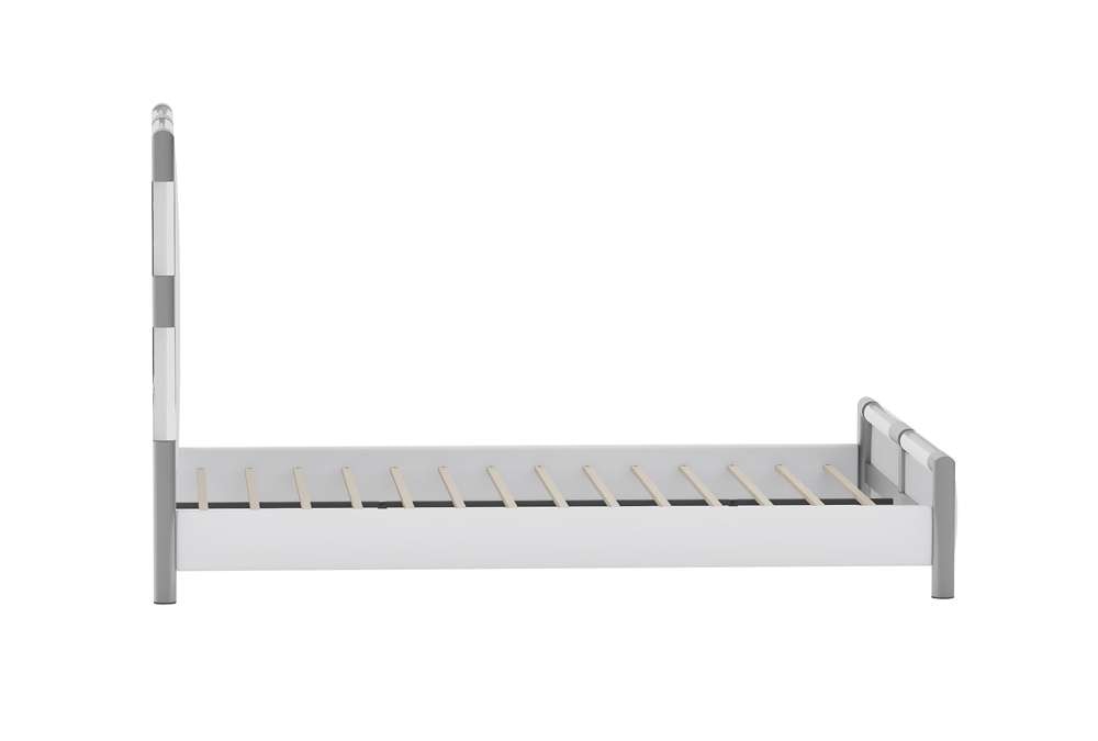 Chintaly - Barcelona Diamond Stitched Upholstered King Bed w/ Solid Acrylic and Brushed Nickel Frame - BARCELONA-BED-KG veiw 3