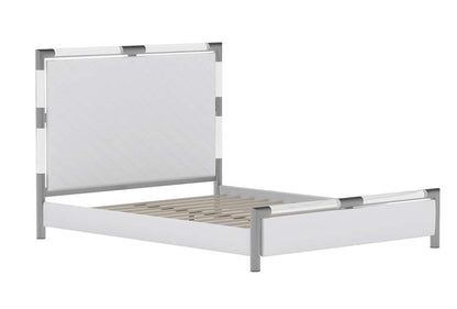 Chintaly - Barcelona Diamond Stitched Upholstered Queen Bed w/ Solid Acrylic and Brushed Nickel Frame - BARCELONA-BED-QN veiw 1