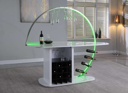 Chintaly - Bowery Contemporary Bar w/ Customizable LED Lights & Bottle Racks - BOWERY-BAR-WHT veiw 3