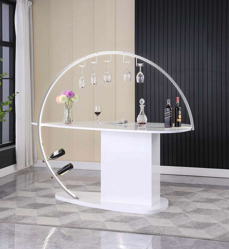 Chintaly - Bowery Contemporary Bar w/ Customizable LED Lights & Bottle Racks - BOWERY-BAR-WHT veiw 7