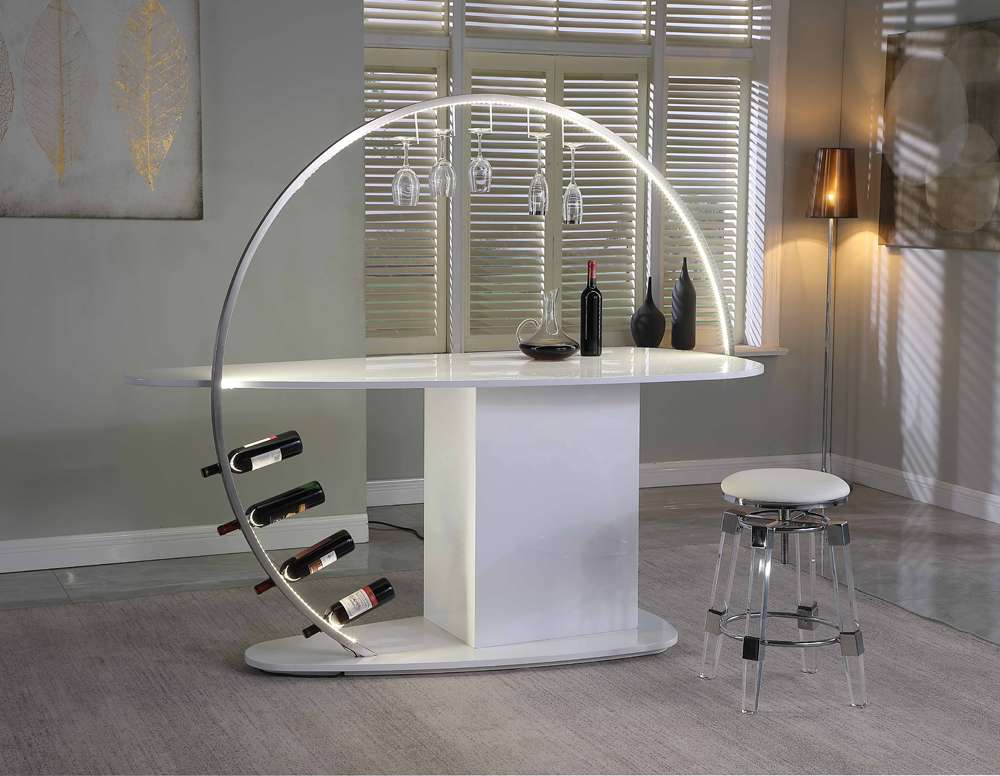 Chintaly - Bowery Contemporary Bar w/ Customizable LED Lights & Bottle Racks - BOWERY-BAR-WHT veiw 9