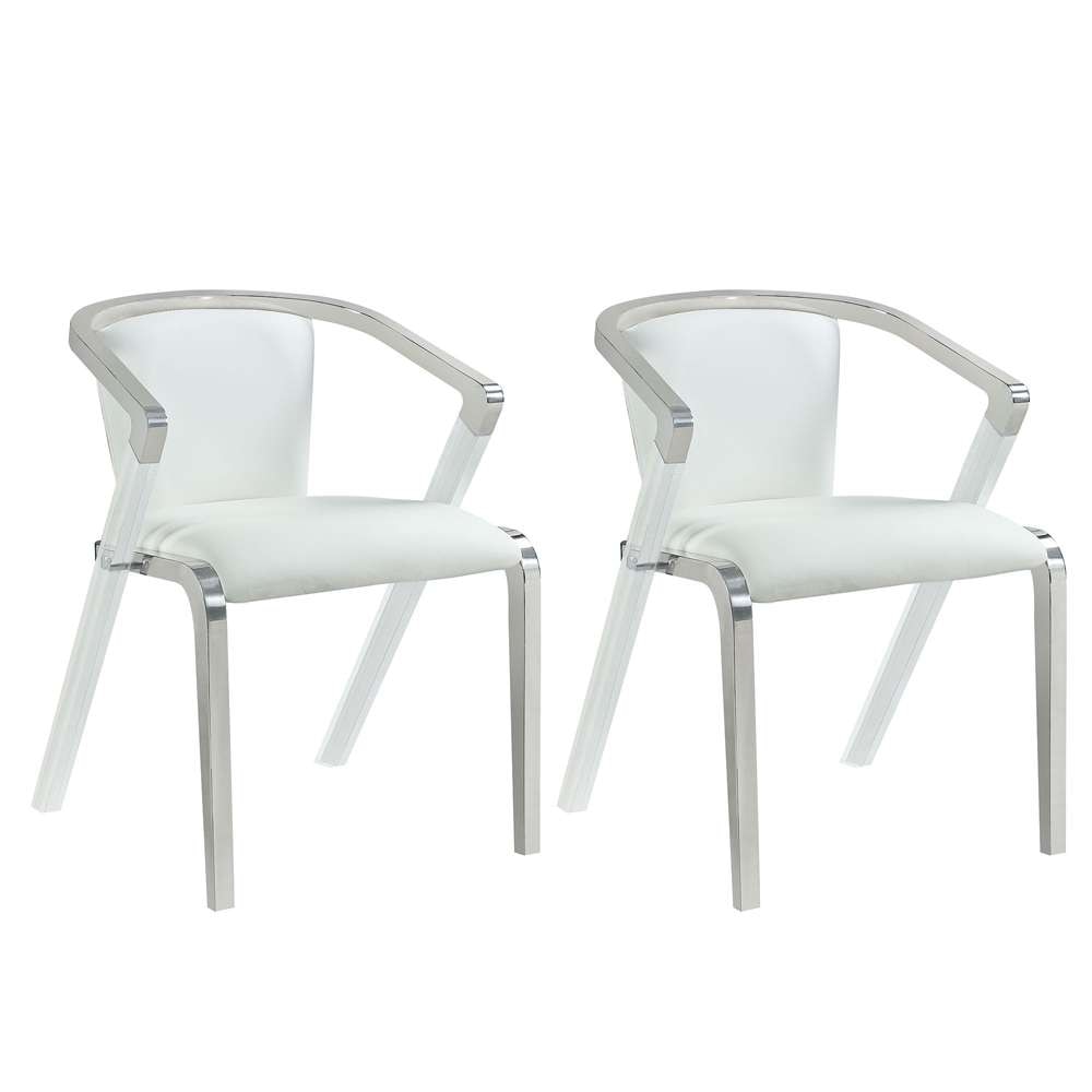 Chintaly - Bruna Modern Arm Chair w/ Steel & Solid Acrylic Frame (Set of 2) - BRUNA-AC-WHT veiw 1