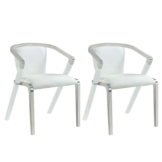 Chintaly - Bruna Modern Arm Chair w/ Steel & Solid Acrylic Frame (Set of 2) - BRUNA-AC-WHT veiw 1