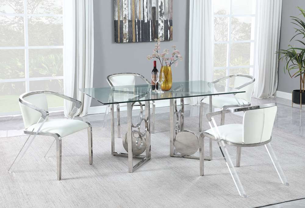 Chintaly - Bruna Modern Arm Chair w/ Steel & Solid Acrylic Frame (Set of 2) - BRUNA-AC-WHT veiw 2