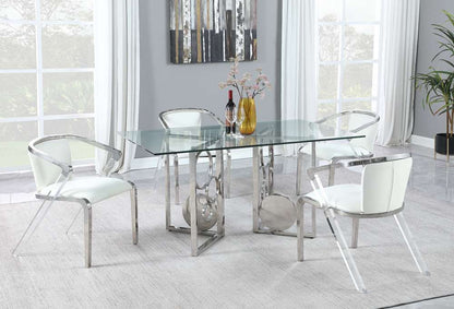 Chintaly - Bruna Modern Arm Chair w/ Steel & Solid Acrylic Frame (Set of 2) - BRUNA-AC-WHT veiw 2