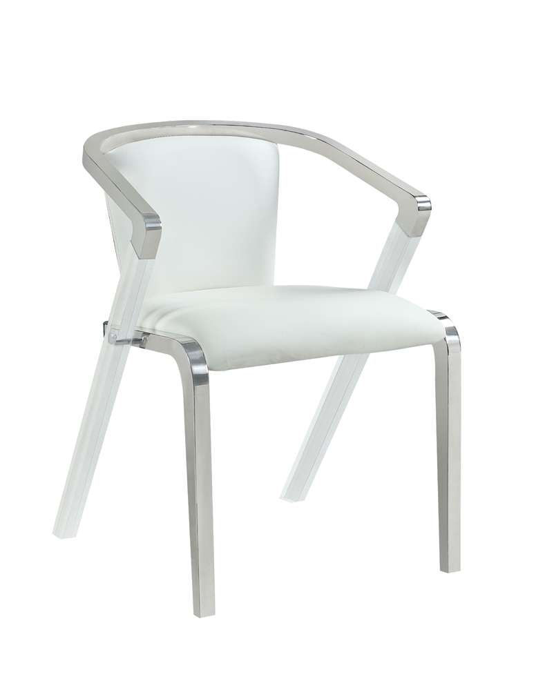 Chintaly - Bruna Modern Arm Chair w/ Steel & Solid Acrylic Frame (Set of 2) - BRUNA-AC-WHT veiw 3