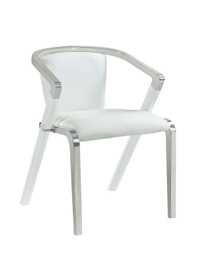 Chintaly - Bruna Modern Arm Chair w/ Steel & Solid Acrylic Frame (Set of 2) - BRUNA-AC-WHT veiw 3