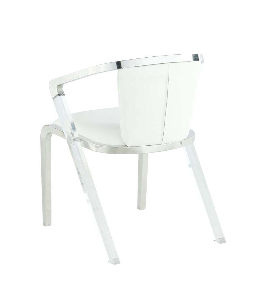 Chintaly - Bruna Modern Arm Chair w/ Steel & Solid Acrylic Frame (Set of 2) - BRUNA-AC-WHT veiw 4