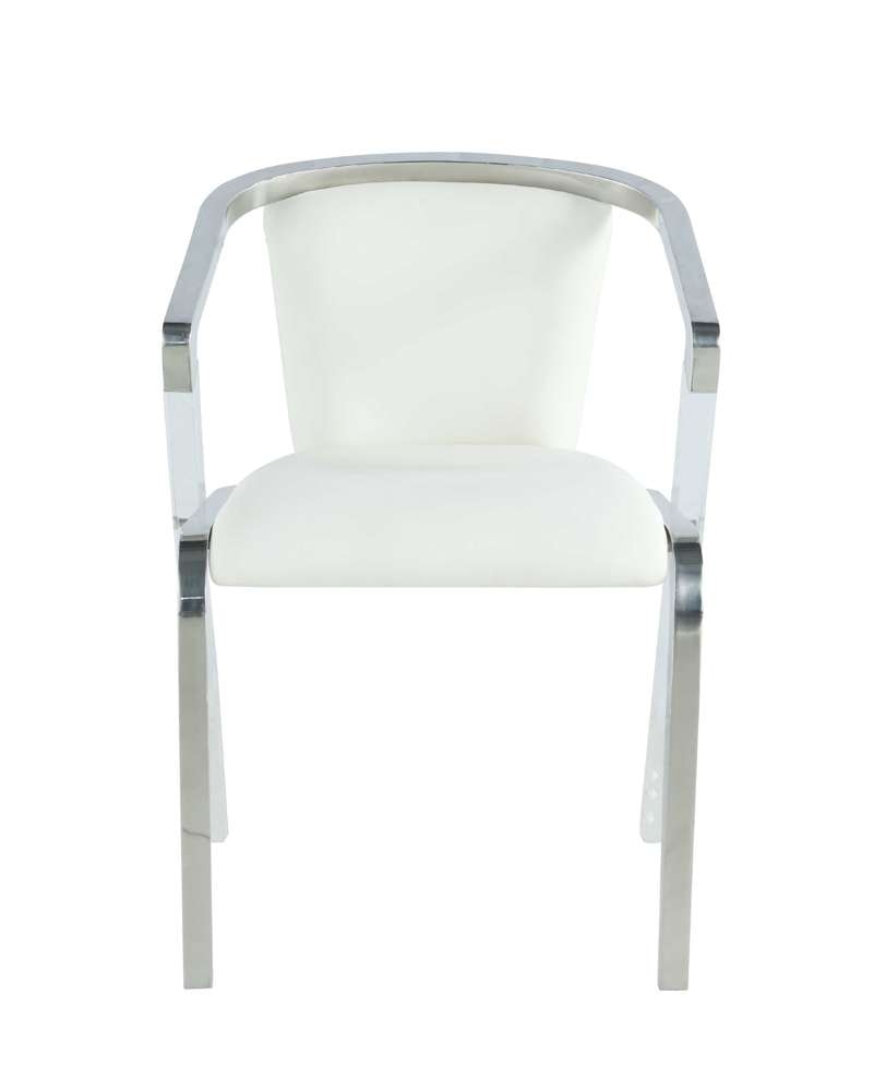 Chintaly - Bruna Modern Arm Chair w/ Steel & Solid Acrylic Frame (Set of 2) - BRUNA-AC-WHT veiw 5