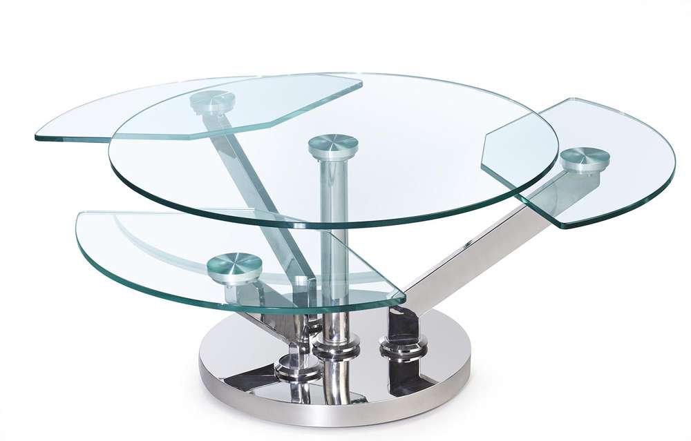 Chintaly - Contemporary Cocktail Table w/ Glass Top & Motion Shelves - 8081-CT veiw 1