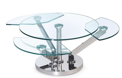 Chintaly - Contemporary Cocktail Table w/ Glass Top & Motion Shelves - 8081-CT veiw 1