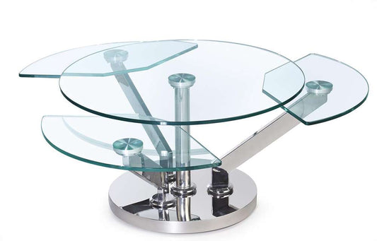 Chintaly - Contemporary Cocktail Table w/ Glass Top & Motion Shelves - 8081-CT veiw 1