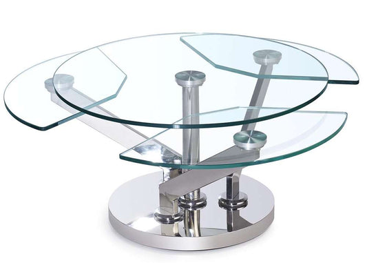 Chintaly - Contemporary Cocktail Table w/ Glass Top & Motion Shelves - 8081-CT veiw 2